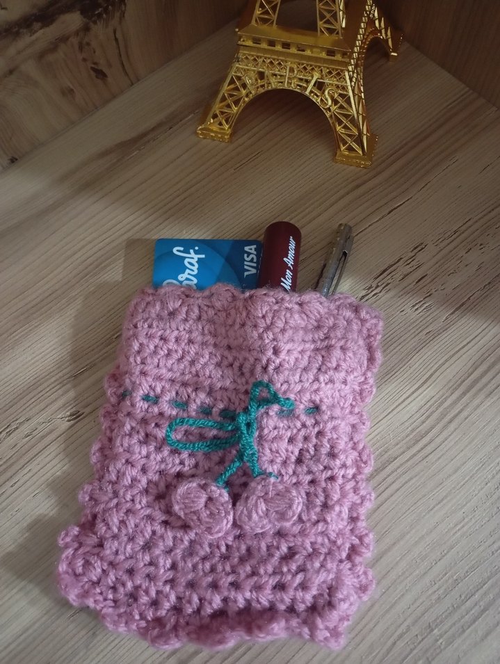 ı Pembe Mini Örgü cüzdan - Görsel 3