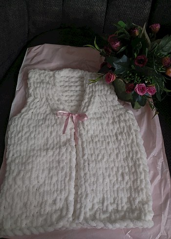 Kız Çocuk Beyaz Örgü Süveter - Görsel 3