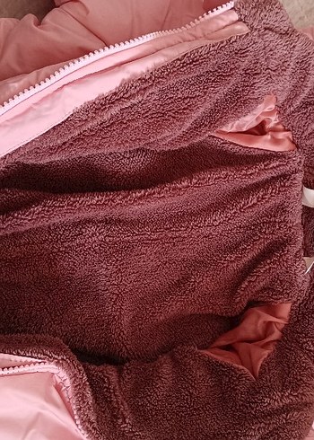 Kürklü Pembe Bebek Tulumu  astronot mont - Görsel 3