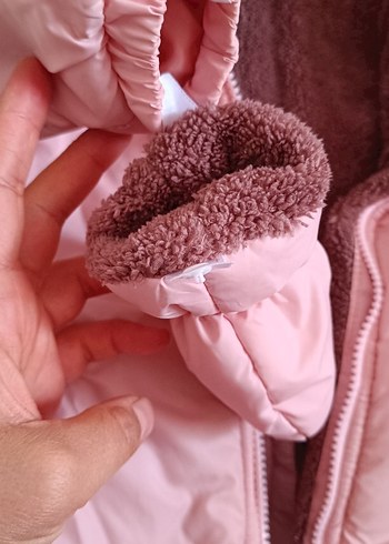 Kürklü Pembe Bebek Tulumu  astronot mont - Görsel 5