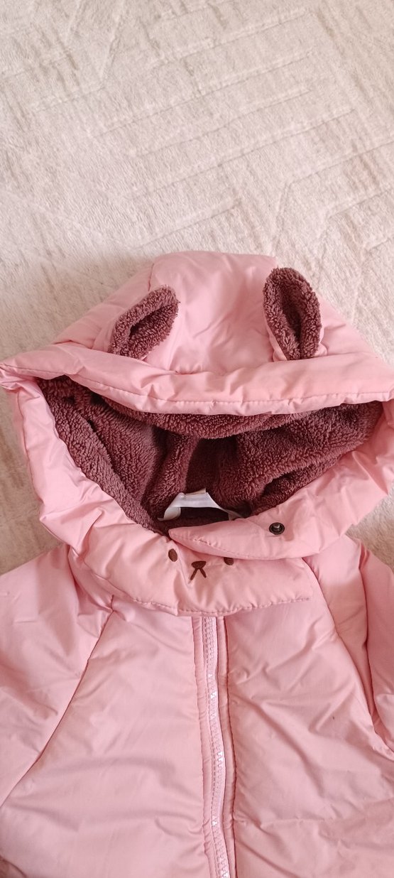 Kürklü Pembe Bebek Tulumu  astronot mont - Görsel 2