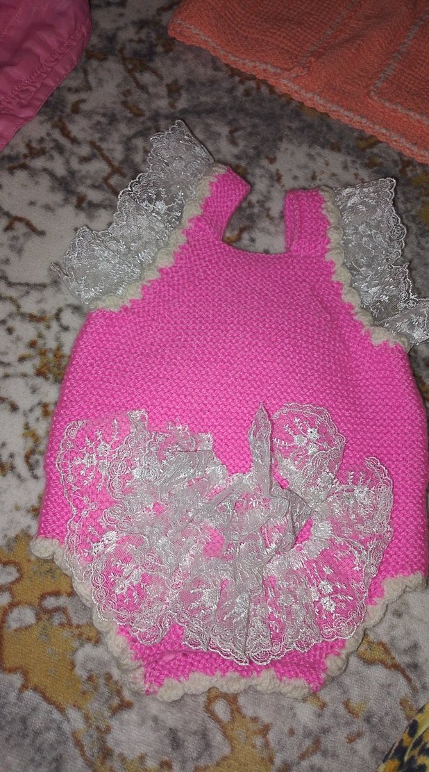 Dantel Detaylı Pembe Nakışlı Bebek Kız Tulum - Görsel 4