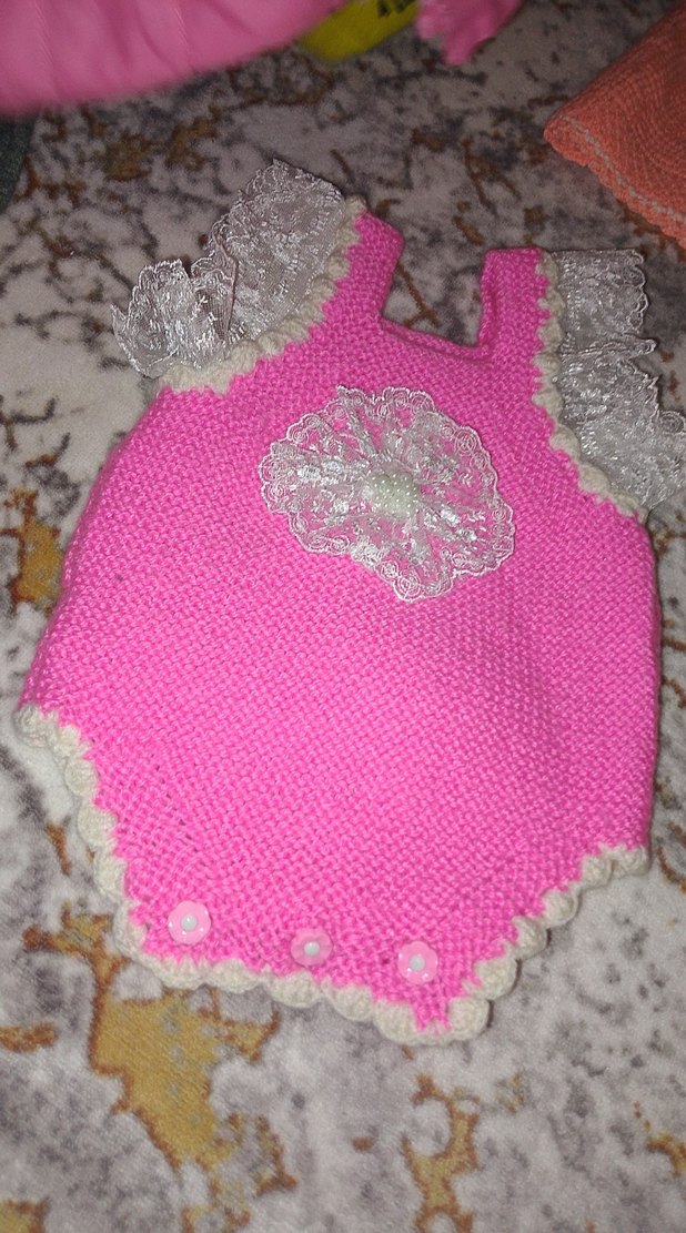 Dantel Detaylı Pembe Nakışlı Bebek Kız Tulum - Görsel 2