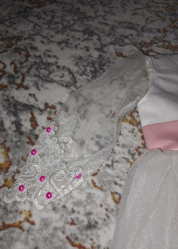 Dantelli Beyaz Kız Çocuk Elbisesi doğum günü elbiesi - Görsel 3