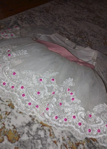 Dantelli Beyaz Kız Çocuk Elbisesi doğum günü elbiesi - Görsel 4