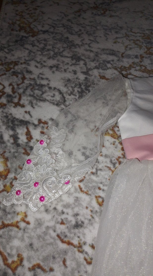 Dantelli Beyaz Kız Çocuk Elbisesi doğum günü elbiesi - Görsel 3