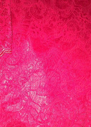 Kırmızı Dantel Midi Bohem Elbise - Görsel 4