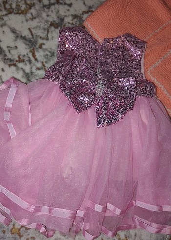 Pembe Simli Kolsuz Kız Çocuk Elbisesi - Görsel 3