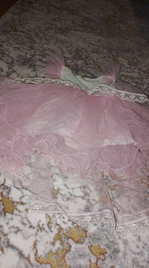 Kız Çocuk Pembe Askısız Dantel Elbise - Görsel 2