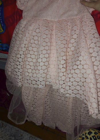 Pembe Dantel Kız Çocuk Bohem Elbise onu kısa arkası uzun - Görsel 2