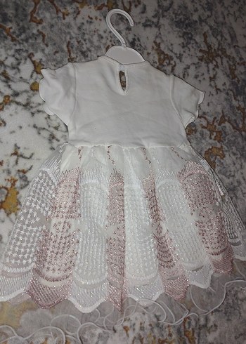 Kız Çocuk Beyaz Nakışlı Dantelli Elbise - Görsel 4