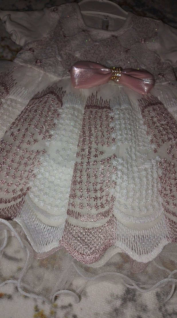 Kız Çocuk Beyaz Nakışlı Dantelli Elbise - Görsel 3