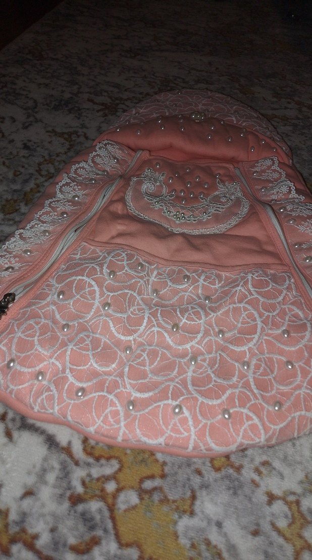 Nakışlı Pembe Bebek ana kucagi - Görsel 4