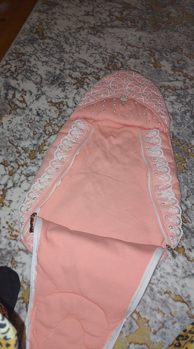 Nakışlı Pembe Bebek ana kucagi - Görsel 3