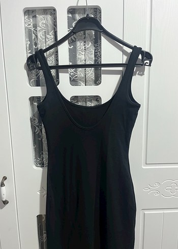 Siyah Kadın Uzun Sıfır Kol Elbise - Görsel 4