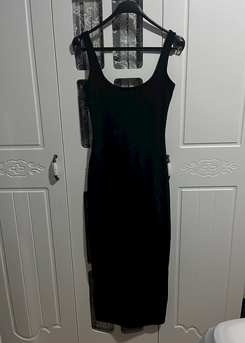 Siyah Kadın Uzun Sıfır Kol Elbise - Görsel 2