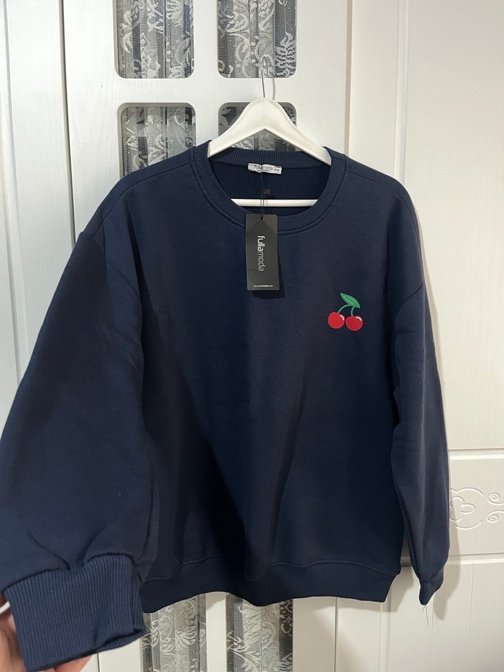 Lacivert Kadın Sweatshirt - Görsel 2