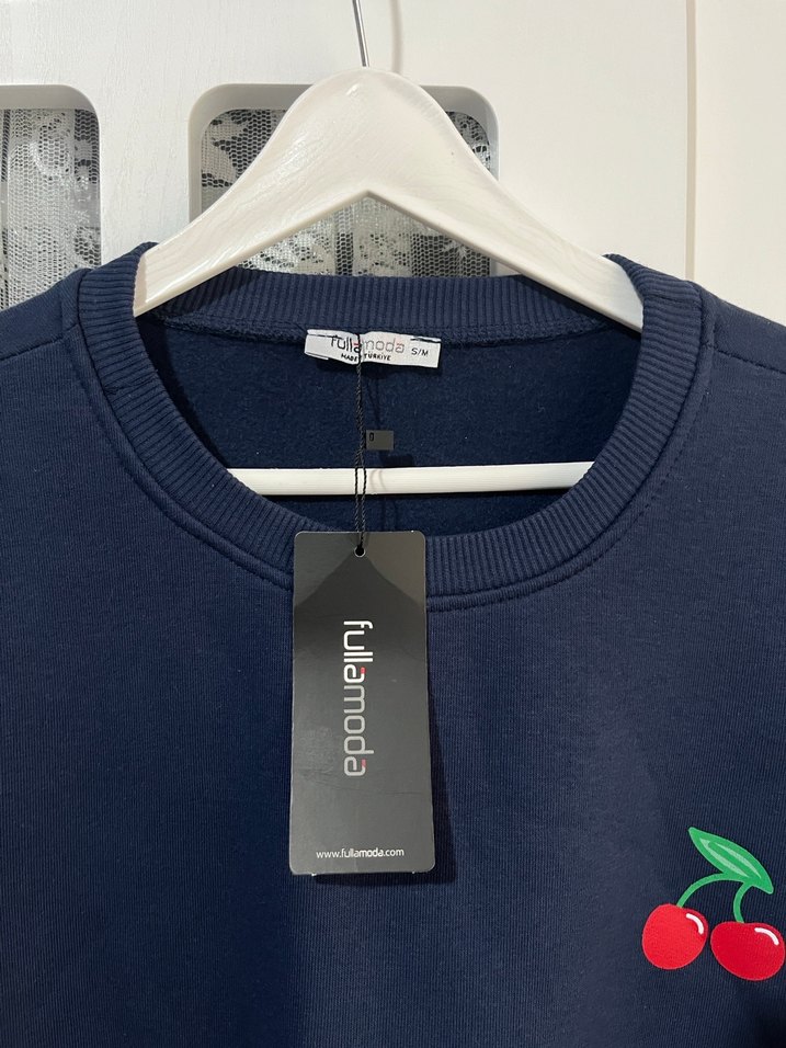 Lacivert Kadın Sweatshirt - Görsel 3