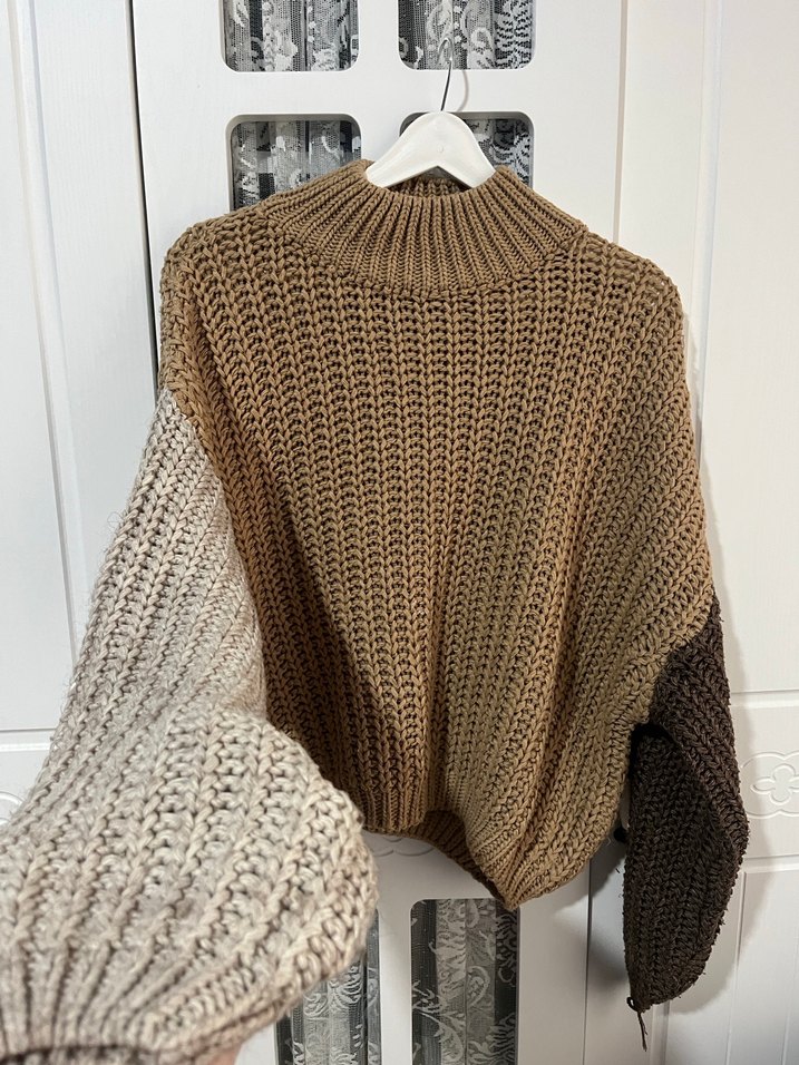 Blok renkli kazak - Görsel 2