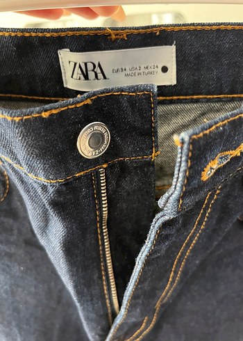 Zara Lacivert Regular Fit Midi Kot Pantolon