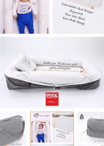 Gri Bebek Babynest ve Çanta Seti - Görsel 2