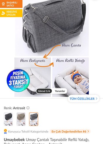 Gri Bebek Babynest ve Çanta Seti - Görsel 6