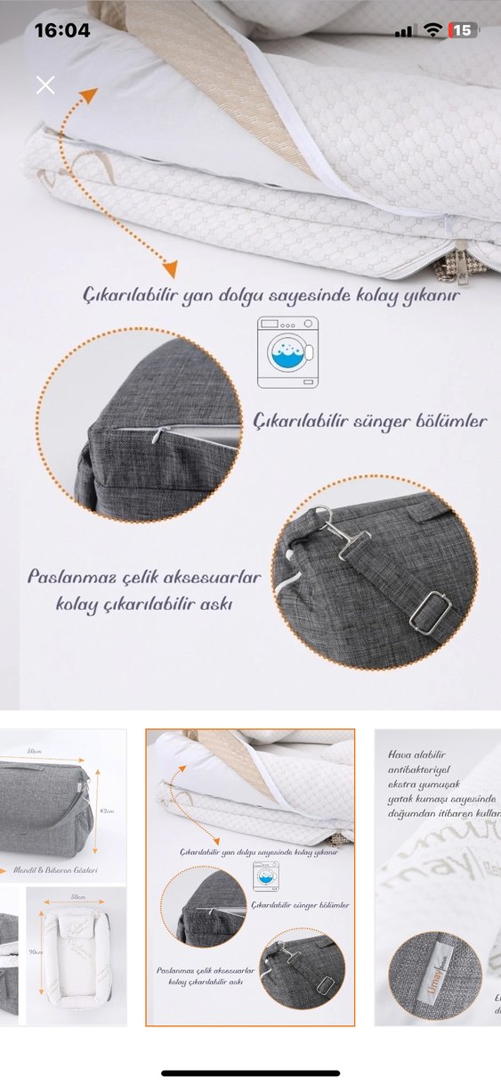 Gri Bebek Babynest ve Çanta Seti - Görsel 4