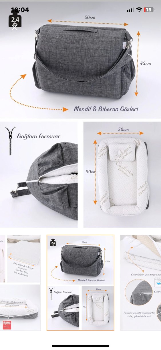 Gri Bebek Babynest ve Çanta Seti - Görsel 3