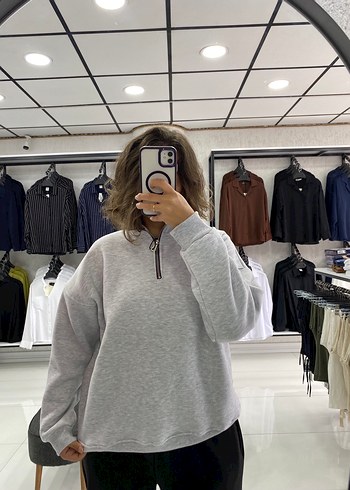 Bershka Gri Oversize Unisex Sweatshirt