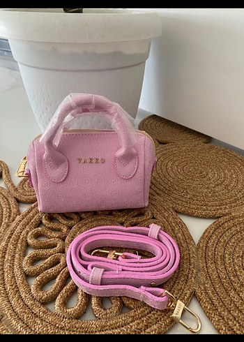 Pembe Deri Baskılı Kadın El Çantası