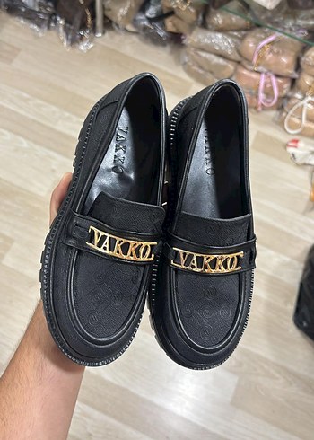 Siyah Platform Topuklu Kadın Loafer
