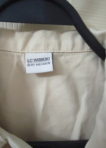 Düğmeli Kolsuz Bej Keten Kiz Çocuk Gömlek - Görsel 3