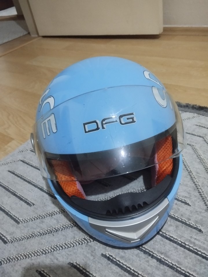 Mavi Parlak Biker Motosiklet Kaskı DFG - Görsel 5