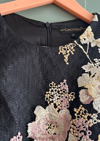 Uzun Siyah Nakışlı Bohem Kadın Elbise - Görsel 3