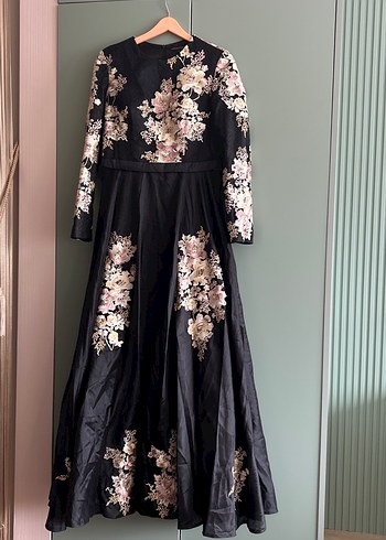 Uzun Siyah Nakışlı Bohem Kadın Elbise - Görsel 6