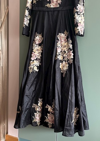 Uzun Siyah Nakışlı Bohem Kadın Elbise - Görsel 4