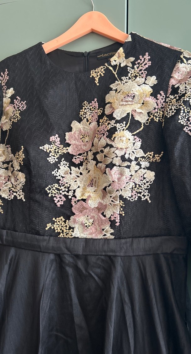 Uzun Siyah Nakışlı Bohem Kadın Elbise - Görsel 2