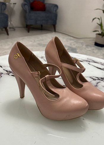 Bej Tokalı Kadın Stiletto Topuklu Ayakkabı - Görsel 4