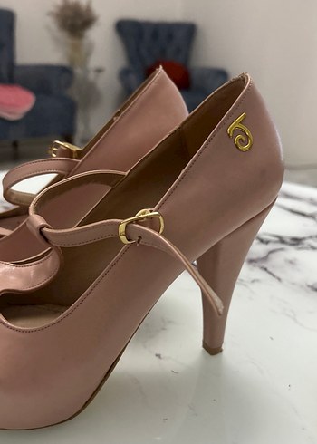 Bej Tokalı Kadın Stiletto Topuklu Ayakkabı - Görsel 2