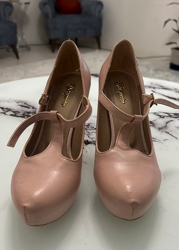 Bej Tokalı Kadın Stiletto Topuklu Ayakkabı - Görsel 3