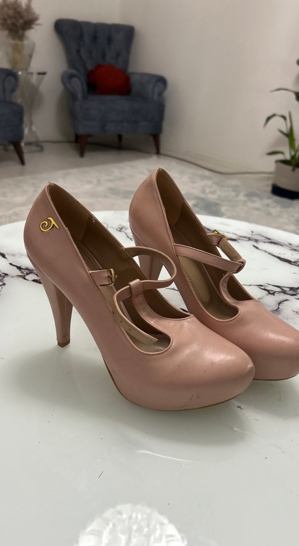 Bej Tokalı Kadın Stiletto Topuklu Ayakkabı - Görsel 4