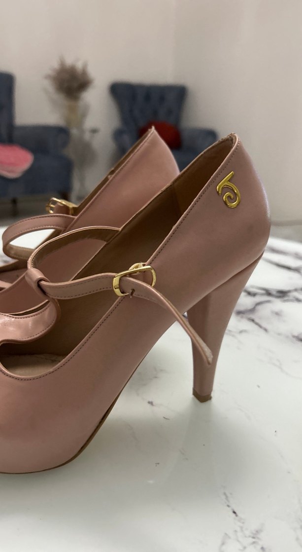 Bej Tokalı Kadın Stiletto Topuklu Ayakkabı - Görsel 2