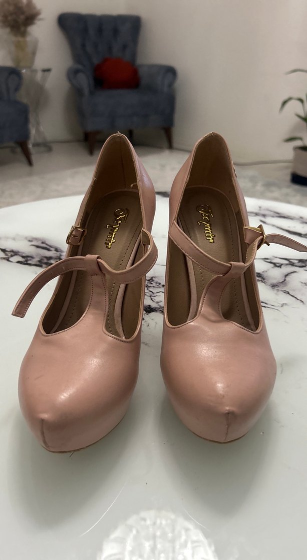 Bej Tokalı Kadın Stiletto Topuklu Ayakkabı - Görsel 3