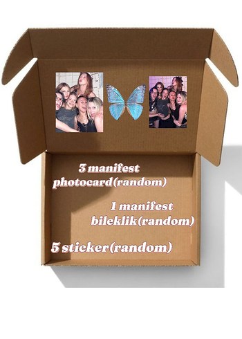 Kağıt Kutuda Karışık Sticker bileklik ve Fotokart Seti