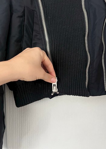 ZARA Siyah Fermuarlı Kadın Ceket - Görsel 4