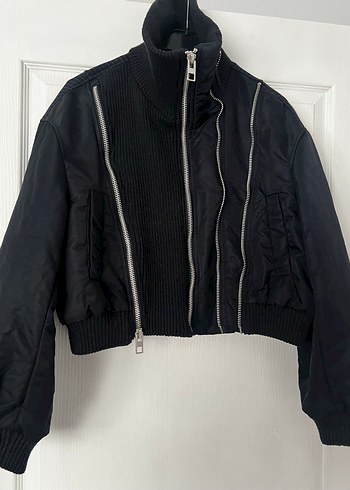 ZARA Siyah Fermuarlı Kadın Ceket - Görsel 3