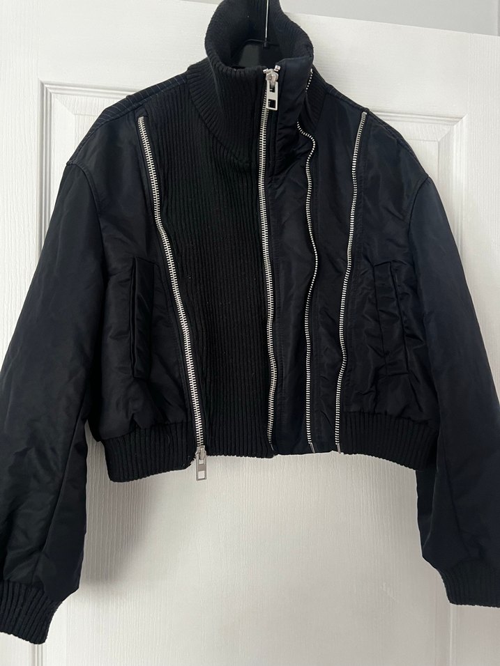 ZARA Siyah Fermuarlı Kadın Ceket - Görsel 3