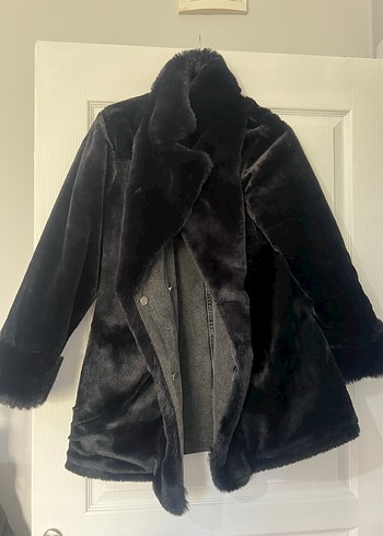 Siyah Kürk Detaylı Gri Denim Ceket - Görsel 2