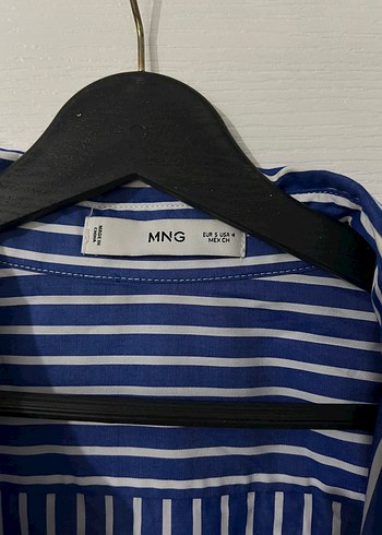 Lacivert Çizgili Uzun Kollu Keten Gömlek - Görsel 3