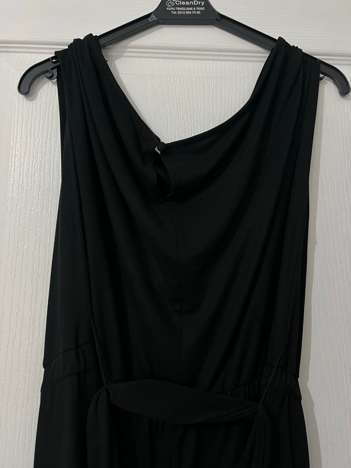 Siyah Drapeli Kadın Uzun Tulum - Görsel 3